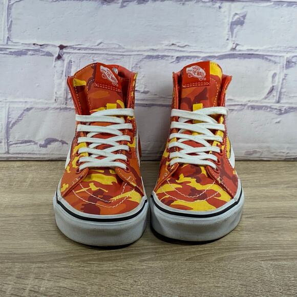 Vans Sk8-Hi Orange Camo High Top Sneakers Women's Size 7 - Picture 2 of 8